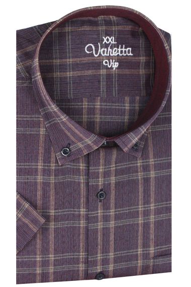 Varetta Erkek Mürdüm Büyük Beden Kısa Kollu Gömlek - fotoğraf 1