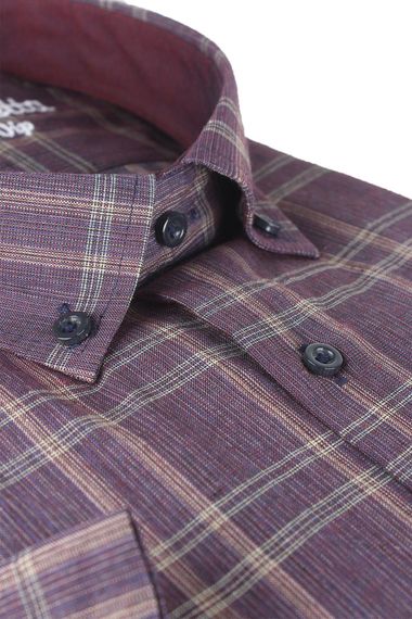 Varetta Erkek Mürdüm Büyük Beden Kısa Kollu Gömlek - fotoğraf 3