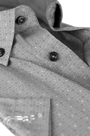 Varetta Erkek Koyu Gri Büyük Beden Kısa Kollu Gömlek - fotoğraf 3