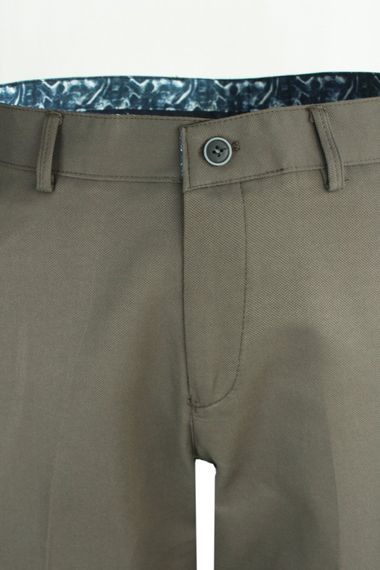 Классические брюки из темно-зеленого льна с карманами, 65% хлопка и 35% вискозы, прямые модель и пуговицы - фото 3