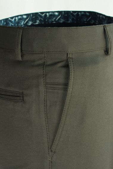 Классические брюки из темно-зеленого льна с карманами, 65% хлопка и 35% вискозы, прямые модель и пуговицы - фото 4