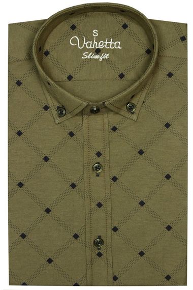 قميص رجالي ذو قصة ضيقة باللون الأخضر - صورة 2