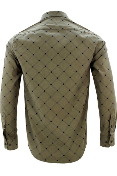 قميص رجالي ذو قصة ضيقة باللون الأخضر - صورة 3