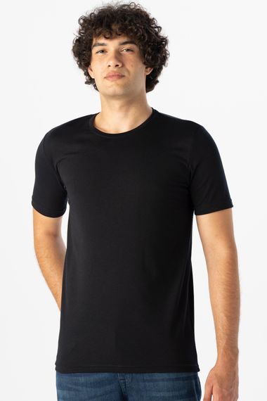 Простая футболка стандартного кроя с круглым вырезом - фото 1