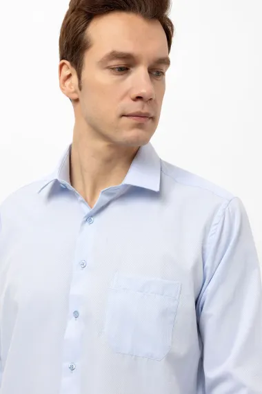 Обычная рубашка добби с квадратными манжетами - фото 3