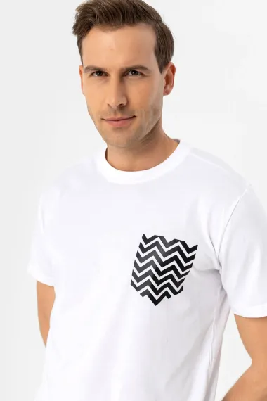 O Neck Regular Pattern Printed T-Shirt - photo 3