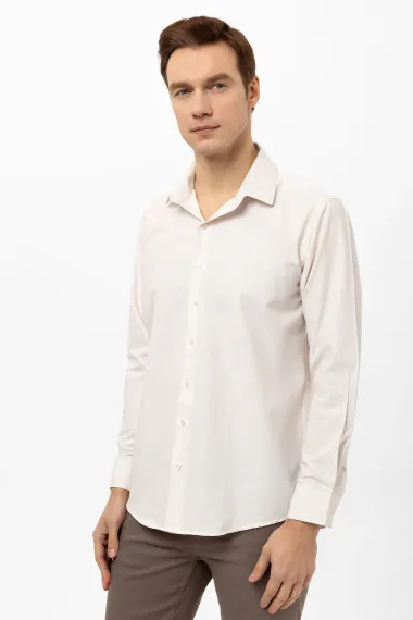 Рубашка с квадратными манжетами и обычным принтом - фото 1