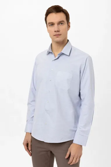 Обычная рубашка добби с квадратными манжетами - фото 4