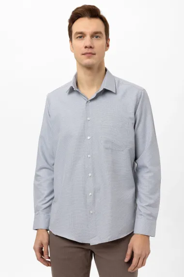 Обычная рубашка добби с квадратными манжетами - фото 1
