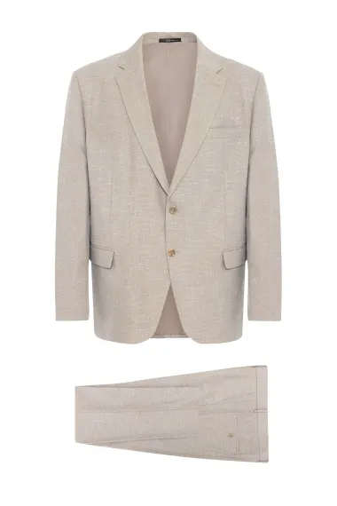 Классический пиджак с рисунком, 2 кнопки, моно воротник, боковые карманы, состав: 49% ПЭ, 37% вискоза, 11% коттон, 3% эластан, бежевый цвет - фото 1