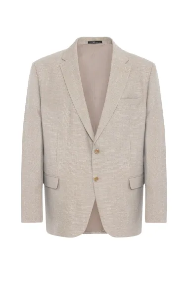 Классический пиджак с рисунком, 2 кнопки, моно воротник, боковые карманы, состав: 49% ПЭ, 37% вискоза, 11% коттон, 3% эластан, бежевый цвет - фото 2