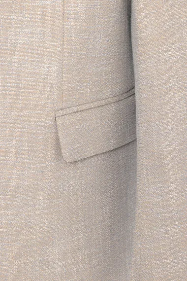 Классический пиджак с рисунком, 2 кнопки, моно воротник, боковые карманы, состав: 49% ПЭ, 37% вискоза, 11% коттон, 3% эластан, бежевый цвет - фото 3