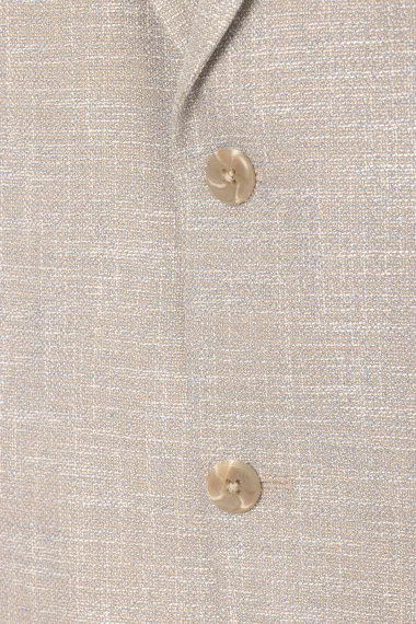 Классический пиджак с рисунком, 2 кнопки, моно воротник, боковые карманы, состав: 49% ПЭ, 37% вискоза, 11% коттон, 3% эластан, бежевый цвет - фото 4