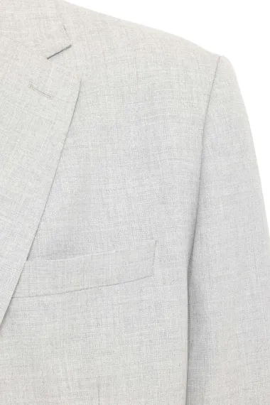 Класичний регулярний костюм з малюнком, сірого кольору, 2 гудзики, бічні кишені, поліестер, віскоза, еластан, розміри: 58-64 - фото 5