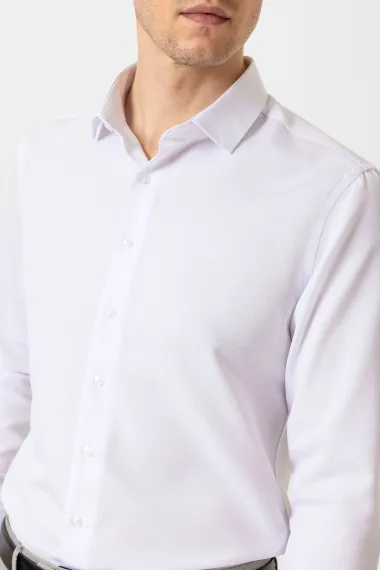 Köşeli Manşet Slim Kalıp Armürlü Gömlek - fotoğraf 3