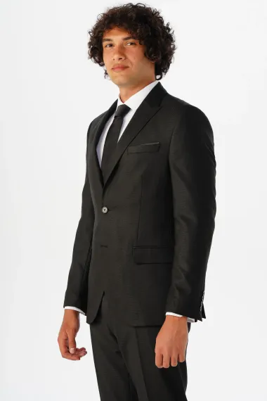 Slimfit Armürlü Takım Elbise - fotoğraf 5