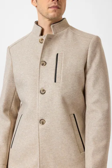 Куртка з коміром-стійкою, звичайного крою, однотонна, 90% поліестер, 10% віскоза, Бежевий, розміри 48-56 - фото 4