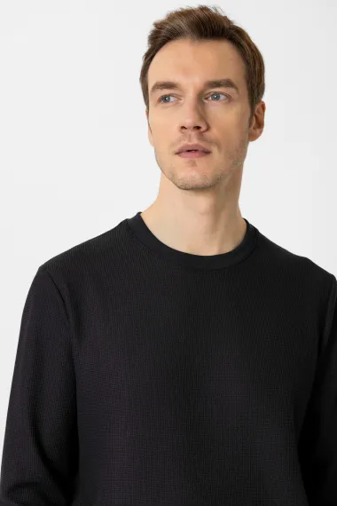 O Yaka Regular Kalıp Armürlü Triko - photo 2