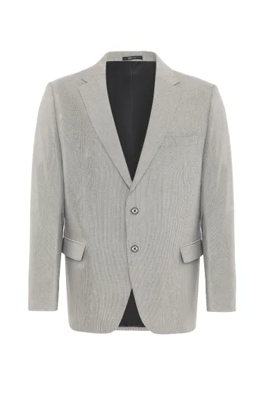 Классический пиджак с регулярным кроем, серый, 64% полиэстер, 34% вискоза, 2% эластан, два пуговицы, боковые карманы с клапаном - фото 2