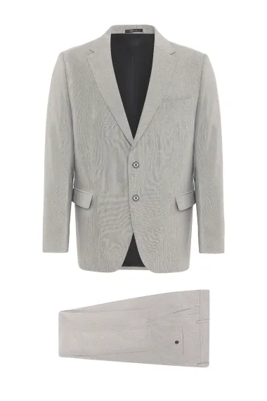 Классический пиджак с регулярным кроем, серый, 64% полиэстер, 34% вискоза, 2% эластан, два пуговицы, боковые карманы с клапаном - фото 1