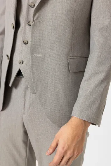 Slimfit Desenli Yelekli Takım Elbise - fotoğraf 4