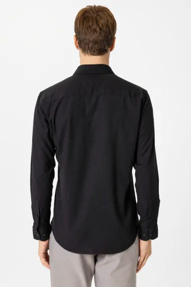 Угловая манжета классической рубашки Slim Fit белого цвета из 57% вискозы, 40% полиэстера и 3% эластана - фото 4