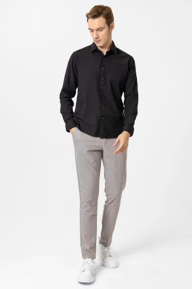 Угловая манжета классической рубашки Slim Fit белого цвета из 57% вискозы, 40% полиэстера и 3% эластана - фото 5