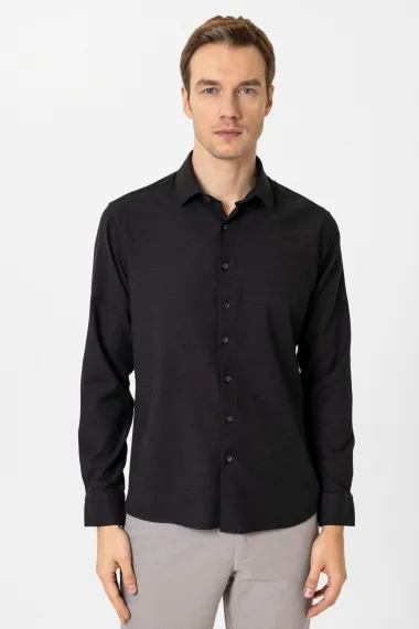 Угловая манжета классической рубашки Slim Fit белого цвета из 57% вискозы, 40% полиэстера и 3% эластана - фото 1