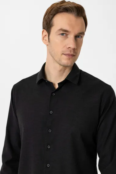 Угловая манжета классической рубашки Slim Fit белого цвета из 57% вискозы, 40% полиэстера и 3% эластана - фото 3