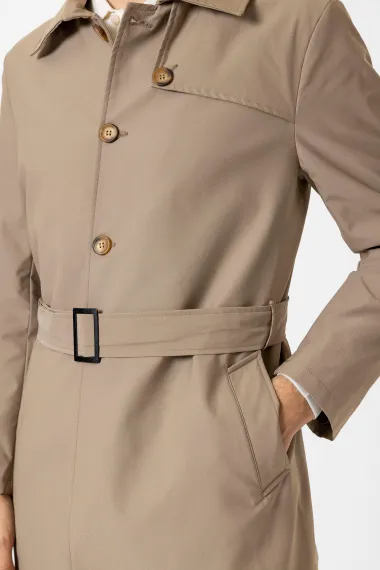 Слим-крой куртка из 100% полиэстера, бежевая, размеры 48-58, идеальна для повседневной носки. - фото 4