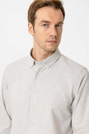 Köşeli Manşet Slimfit Düz Gömlek - photo 4