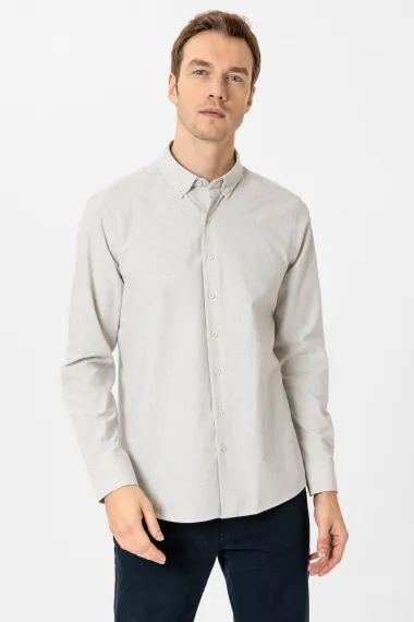 Köşeli Manşet Slimfit Düz Gömlek - photo 2