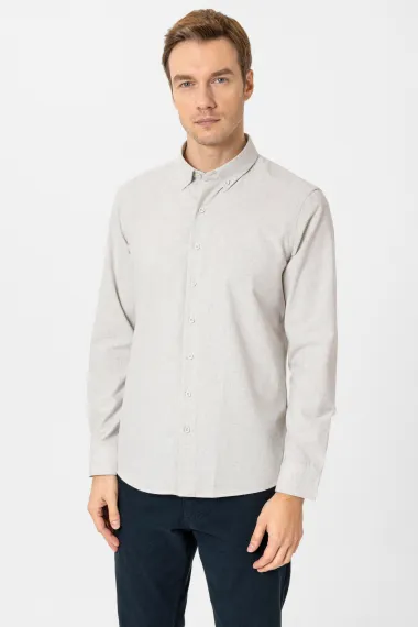 Köşeli Manşet Slimfit Düz Gömlek - photo 1