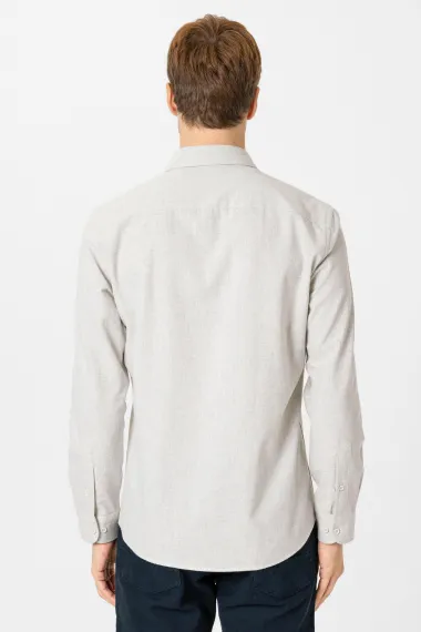 Köşeli Manşet Slimfit Düz Gömlek - photo 5