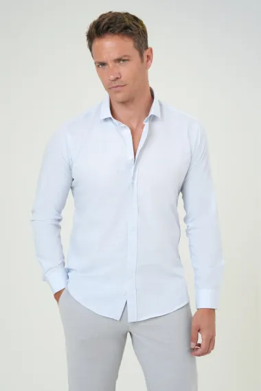 Square Cuff Slim Fit Plain Shirt - photo 1