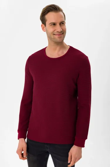 O Yaka Slim Kalıp Armürlü Sweatshirt - fotoğraf 4