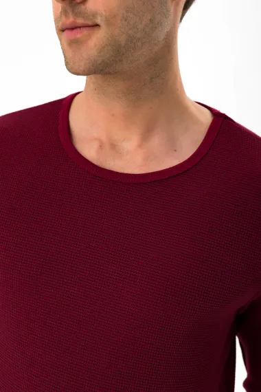 O Yaka Slim Kalıp Armürlü Sweatshirt - fotoğraf 5