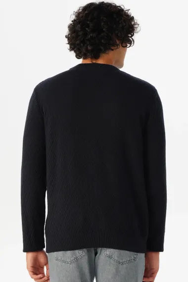 O Neck Slim Pattern Dobby Knitwear - photo 2