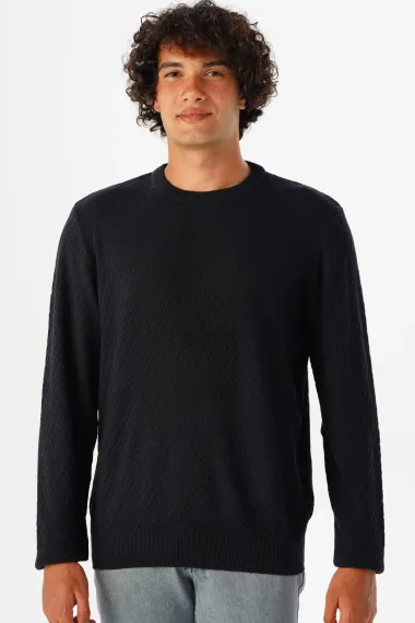 O Neck Slim Pattern Dobby Knitwear - photo 1