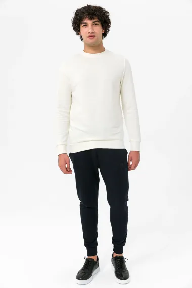 O Yaka Regular Kalıp Armürlü Sweatshirt - fotoğraf 4