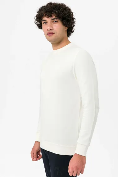 O Yaka Regular Kalıp Armürlü Sweatshirt - fotoğraf 5