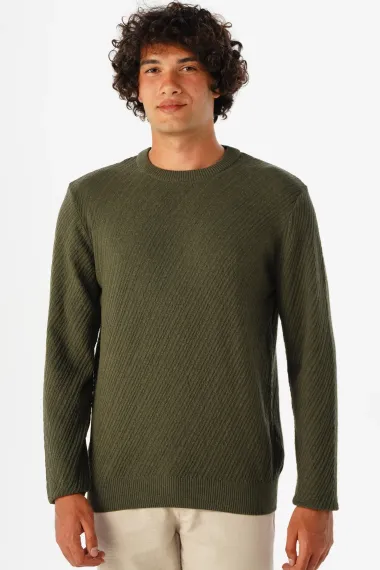 O Neck Slim Pattern Dobby Knitwear - photo 1