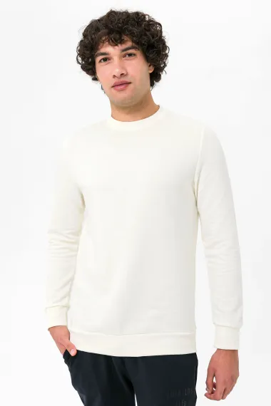 O Yaka Regular Kalıp Armürlü Sweatshirt - fotoğraf 1