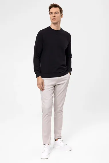 O Yaka Regular Kalıp Armürlü Sweatshirt - fotoğraf 2