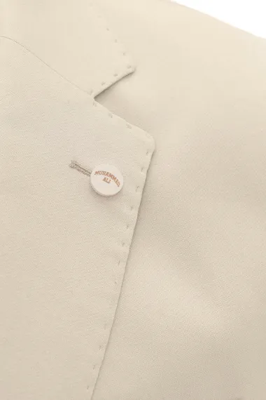 Слимфит костюм с вшитыми карманами, классический крой, цвет бежевый, состав: 77% хлопок, 21% полиэстер, 2% эластан - фото 3