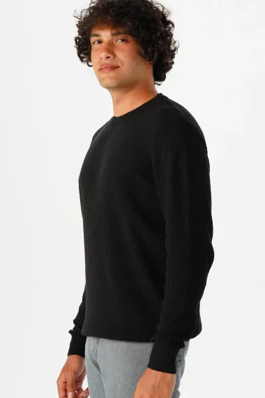 O Neck Slim Pattern Dobby Knitwear - photo 5
