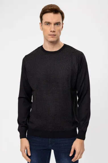 O Neck Slim Pattern Dobby Knitwear - photo 1