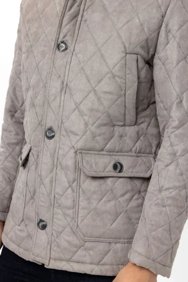 Слим-крой стеганая куртка из 100% полиэстера, серого цвета, размеры 48-56, для повседневного использования - фото 5