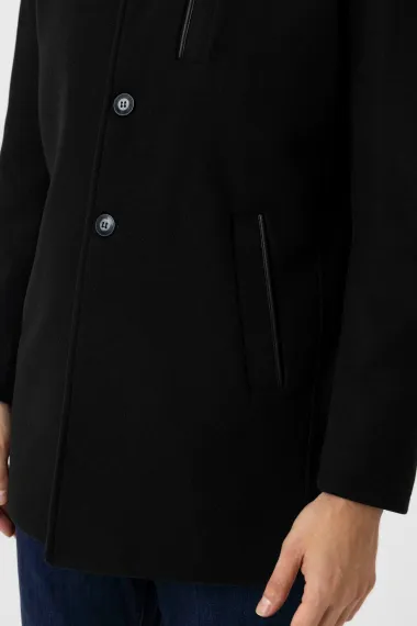 Hakim Yaka Regular Kalıp Düz Kaban - fotoğraf 5