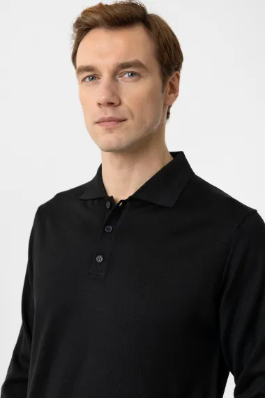 Регулярный пуловер поло, 90% акрил, 10% шерсть, цвет бежевый, размеры XL, L, M, XXL, классический крой, производство Турция - фото 5